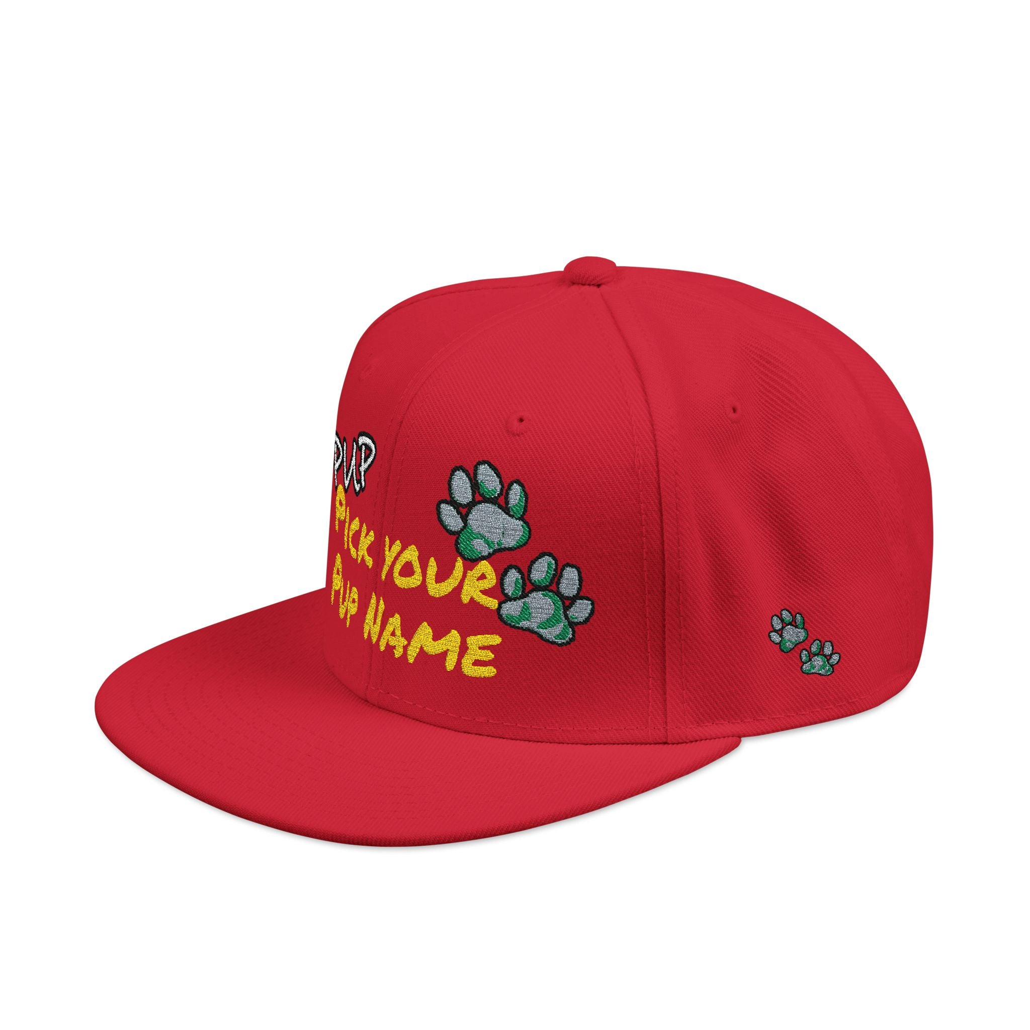 Embroidered Paw Print Snapback Hat – Customizable "Your Name/Frame" Streetwear Cap
