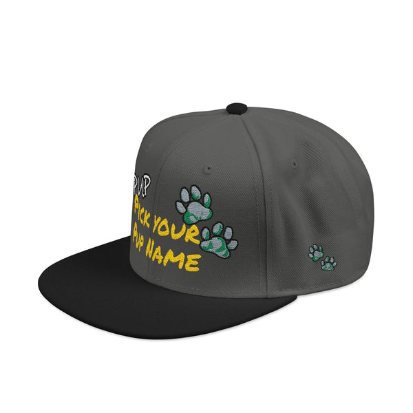 Embroidered Paw Print Snapback Hat – Customizable "Your Name/Frame" Streetwear Cap