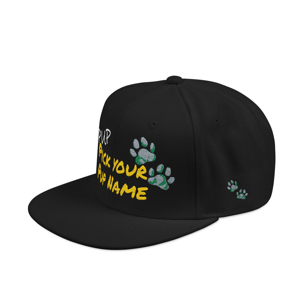 Embroidered Paw Print Snapback Hat – Customizable "Your Name/Frame" Streetwear Cap