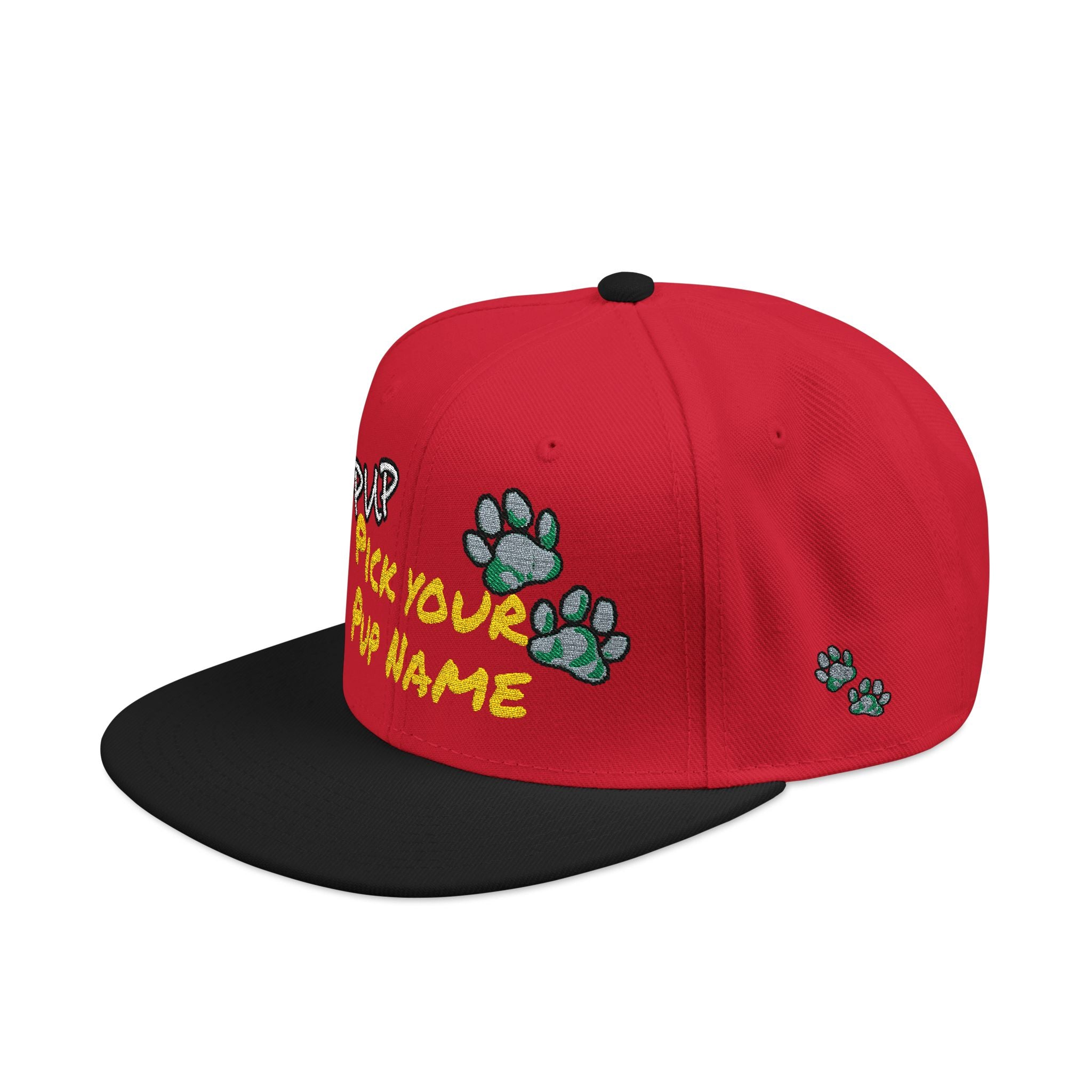 Embroidered Paw Print Snapback Hat – Customizable "Your Name/Frame" Streetwear Cap
