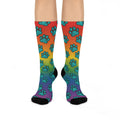 Rainbow Paw Print Cushioned Crew Socks