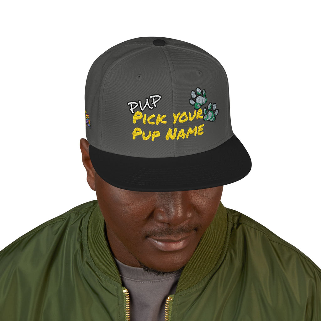 Embroidered Paw Print Snapback Hat – Customizable "Your Name/Frame" Streetwear Cap