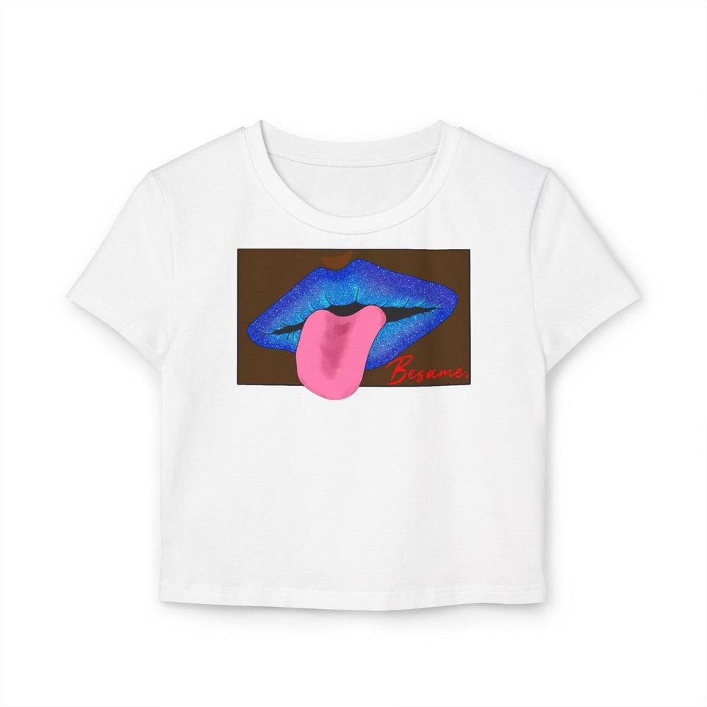 Besame Blue Glitter Lips Graphic Shirt