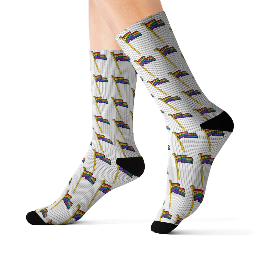 Rainbow Pride Flag Pattern Sublimation Socks — LGBTQ+ Crew Socks