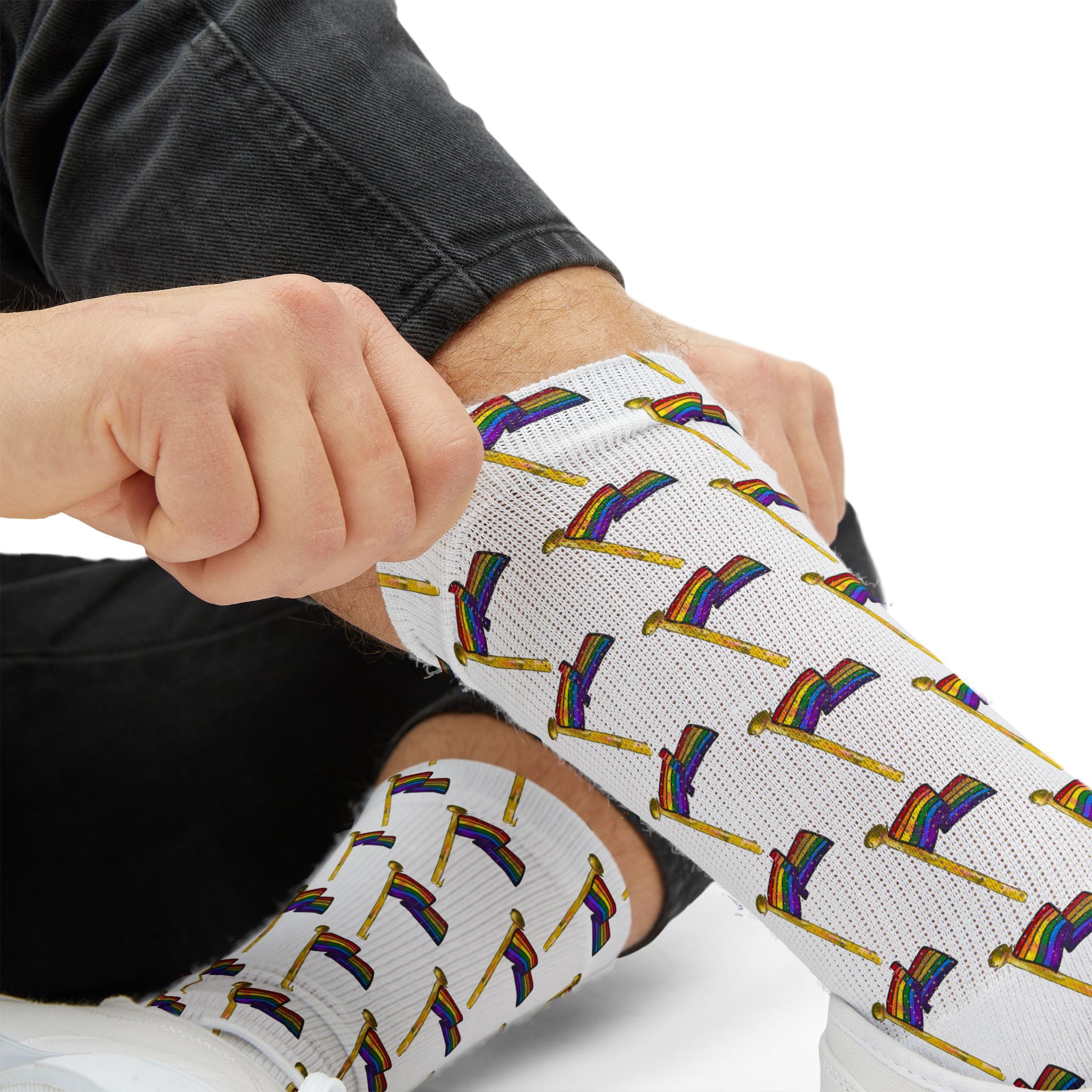 Rainbow Pride Flag Pattern Sublimation Socks — LGBTQ+ Crew Socks