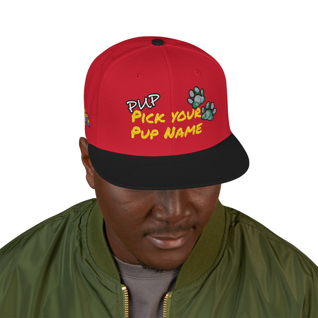 Embroidered Paw Print Snapback Hat – Customizable "Your Name/Frame" Streetwear Cap