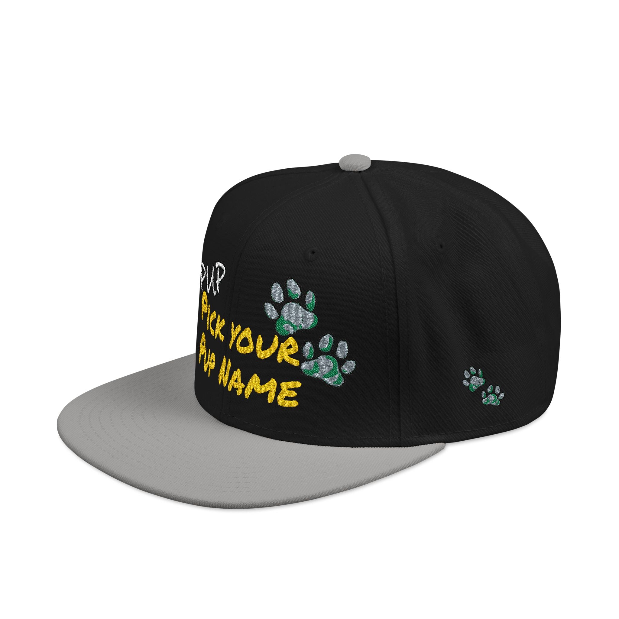 Embroidered Paw Print Snapback Hat – Customizable "Your Name/Frame" Streetwear Cap