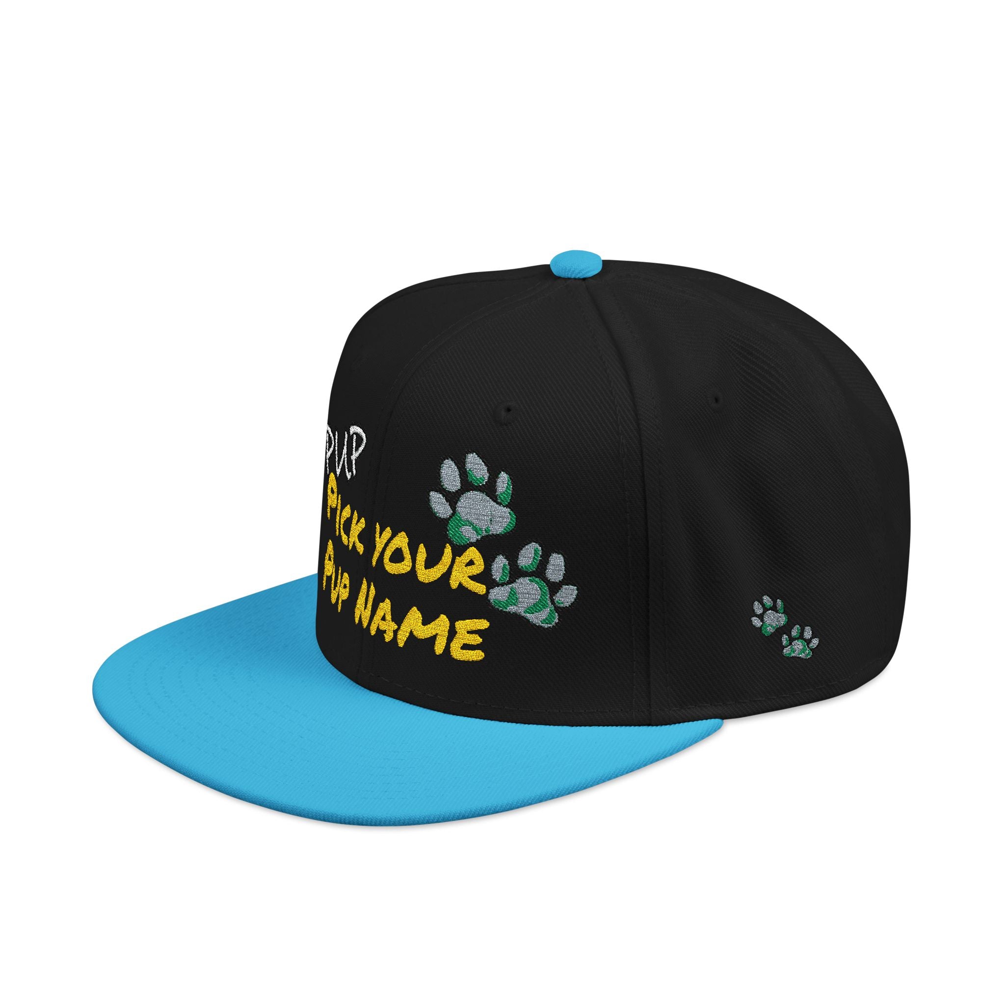 Embroidered Paw Print Snapback Hat – Customizable "Your Name/Frame" Streetwear Cap