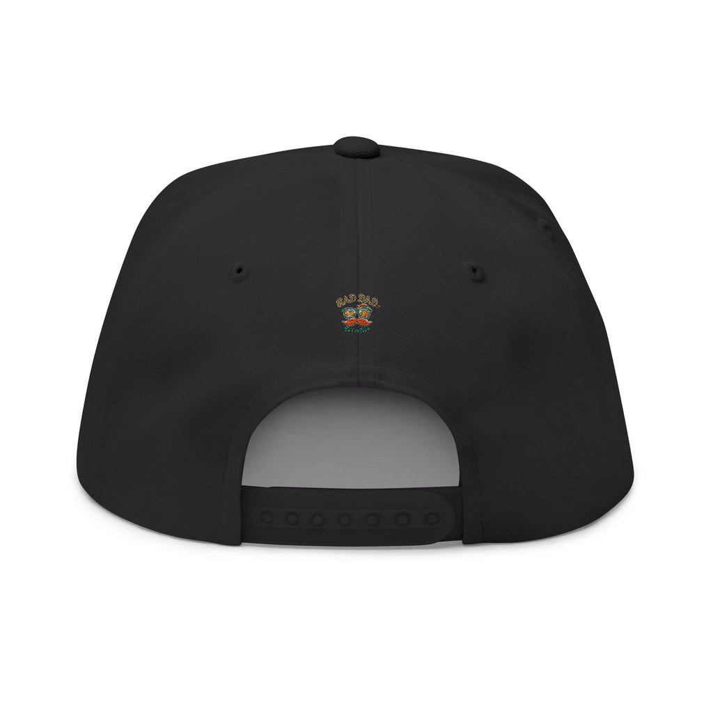 Gear Head Flat Bill Cap — Embroidered Mechanical Gears Hat