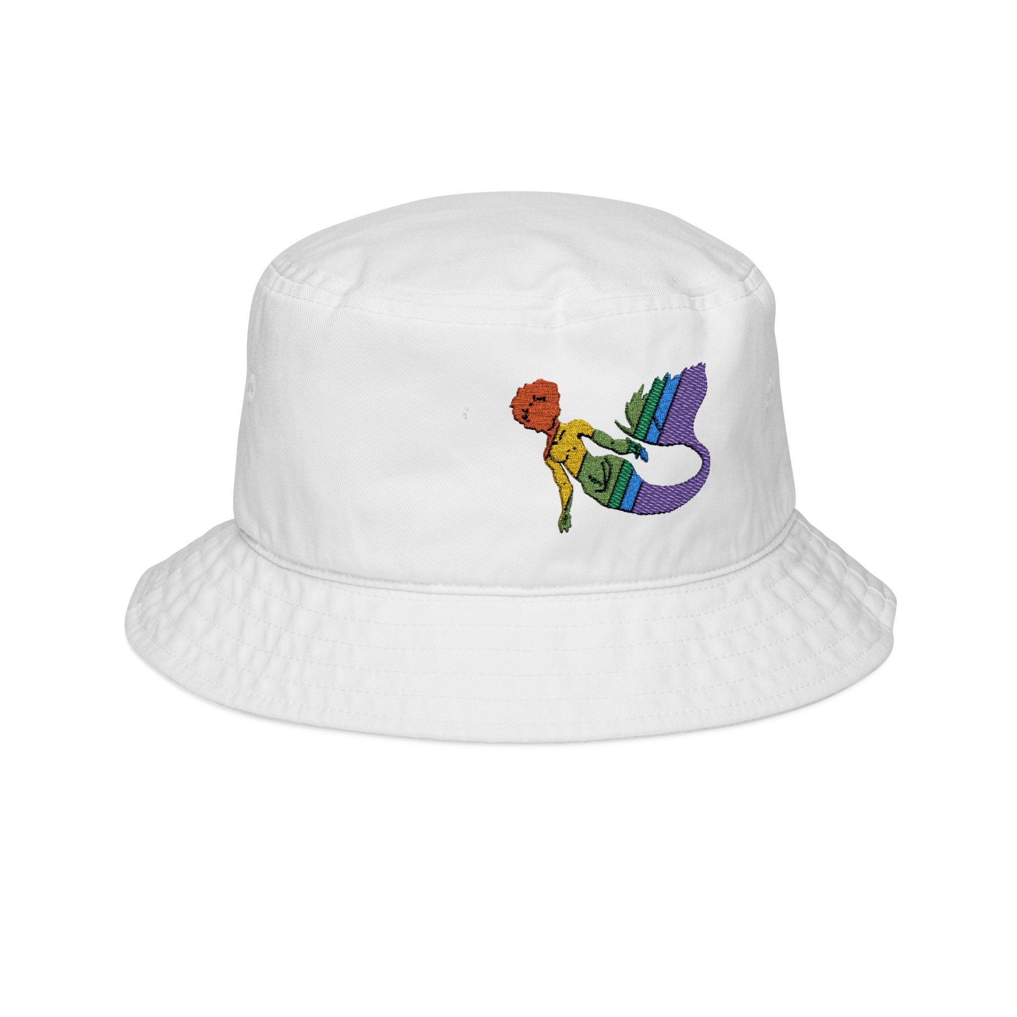 Embroidered Rainbow Mermaid Bucket Hat