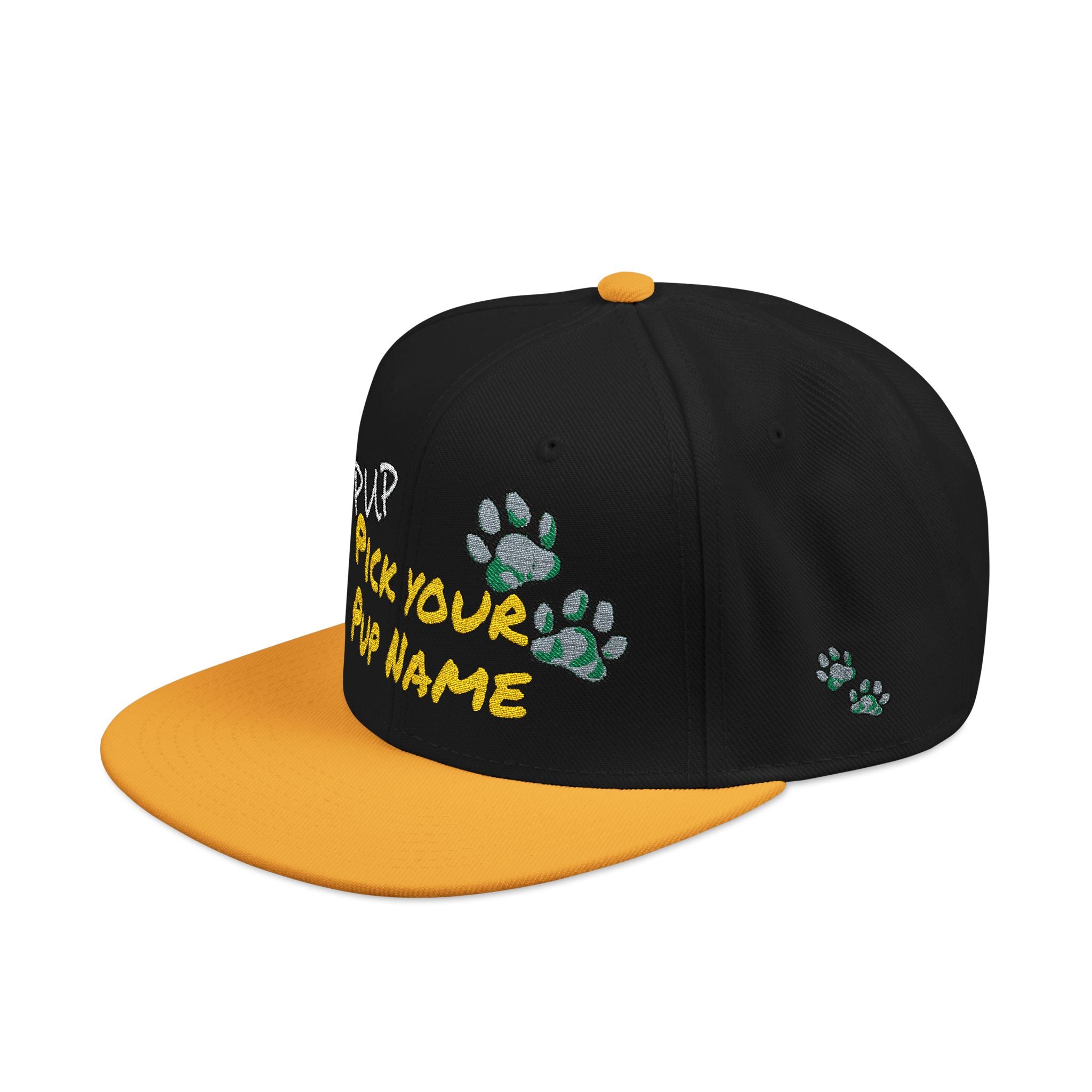 Embroidered Paw Print Snapback Hat – Customizable "Your Name/Frame" Streetwear Cap