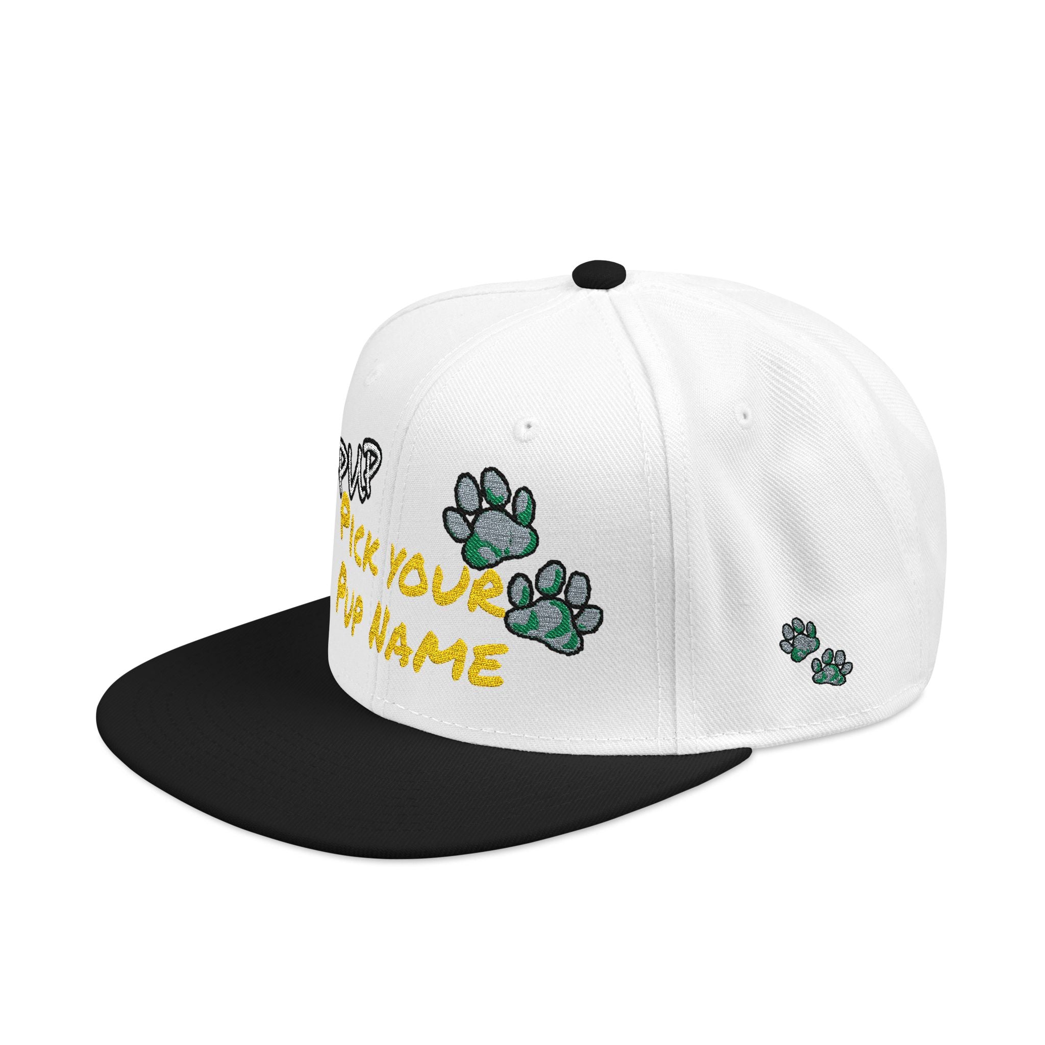 Embroidered Paw Print Snapback Hat – Customizable "Your Name/Frame" Streetwear Cap