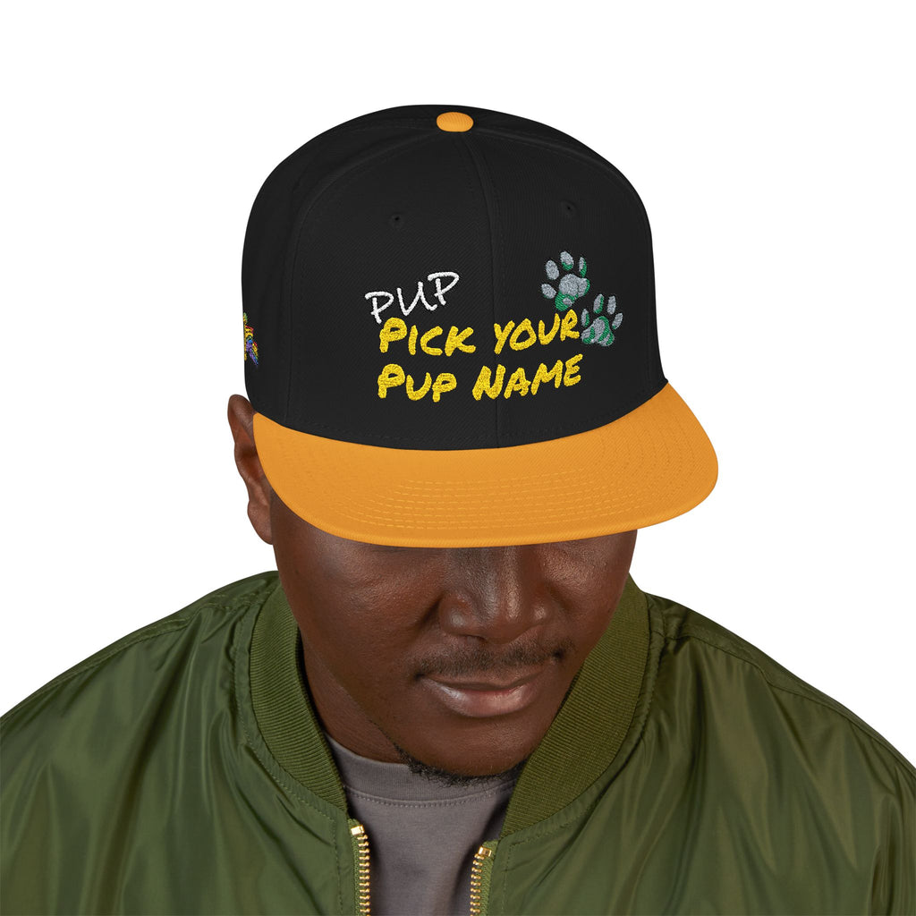 Embroidered Paw Print Snapback Hat – Customizable "Your Name/Frame" Streetwear Cap