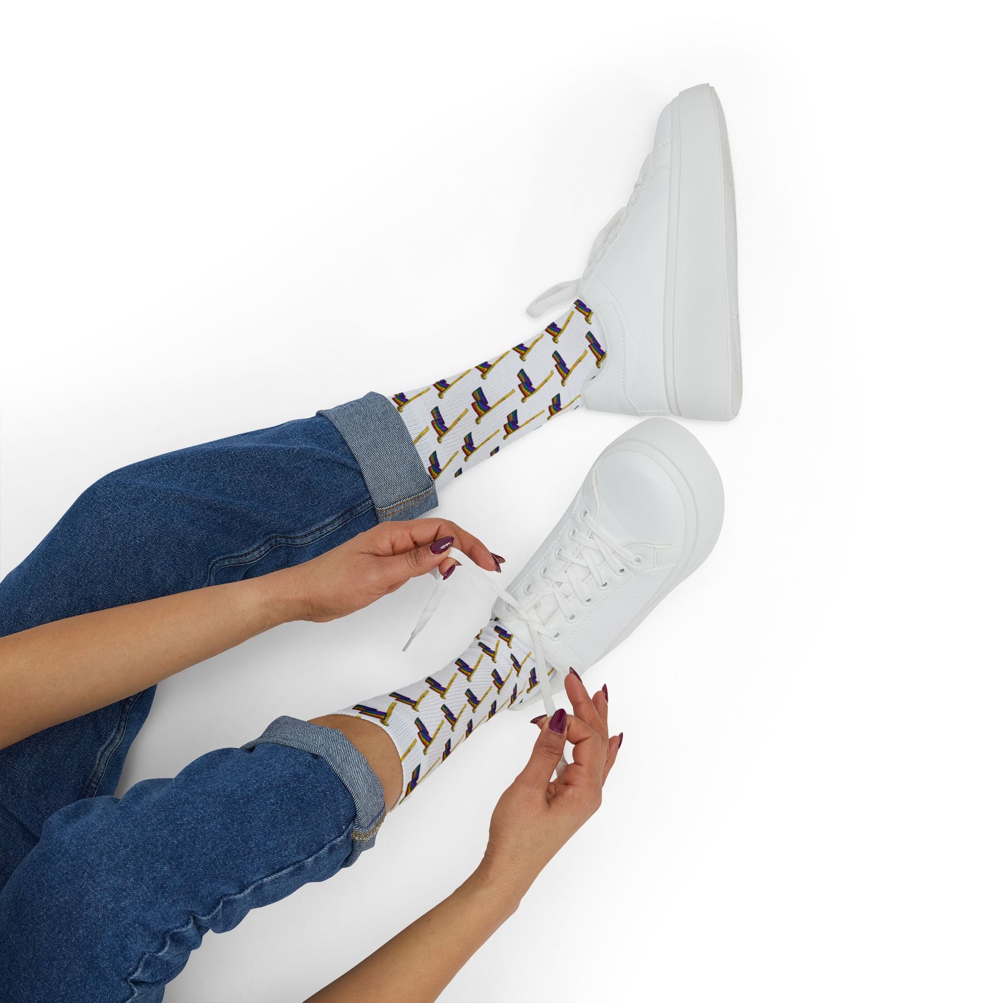 Rainbow Pride Flag Pattern Sublimation Socks — LGBTQ+ Crew Socks