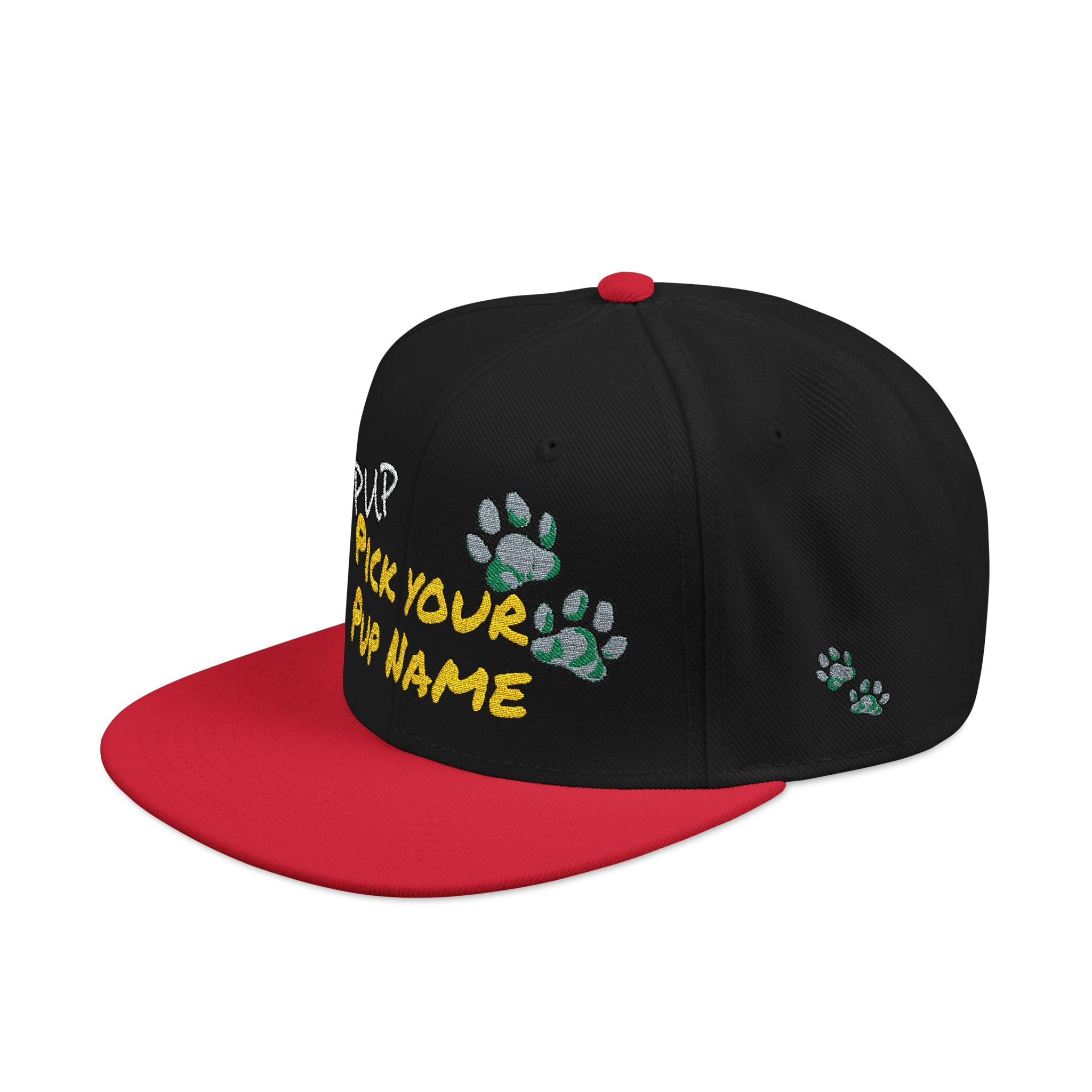 Embroidered Paw Print Snapback Hat – Customizable "Your Name/Frame" Streetwear Cap